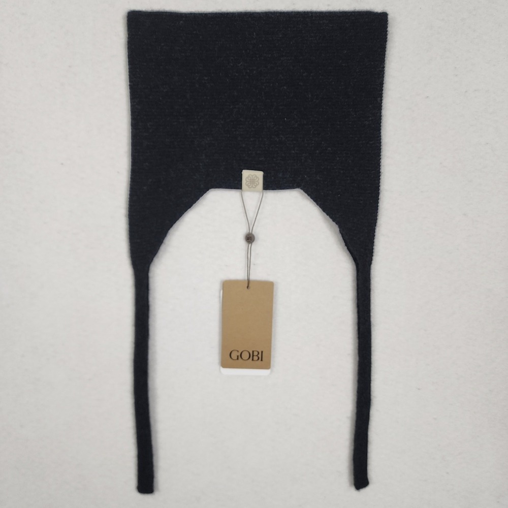 GOBI Balaclava Hat Womens Charcoal Gray Cashmere Ribbed Designer Winter Wear